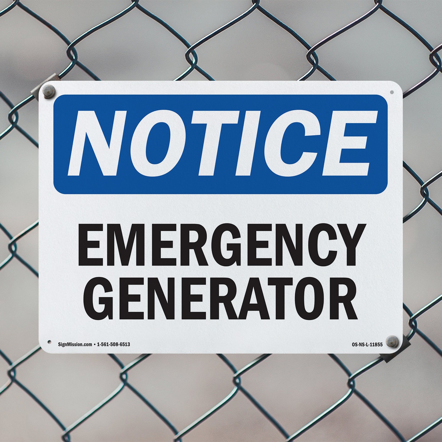 Emergency Generator OSHA Notice Sign Metal, Plastic, Or Decal – 5 or 10 Pack