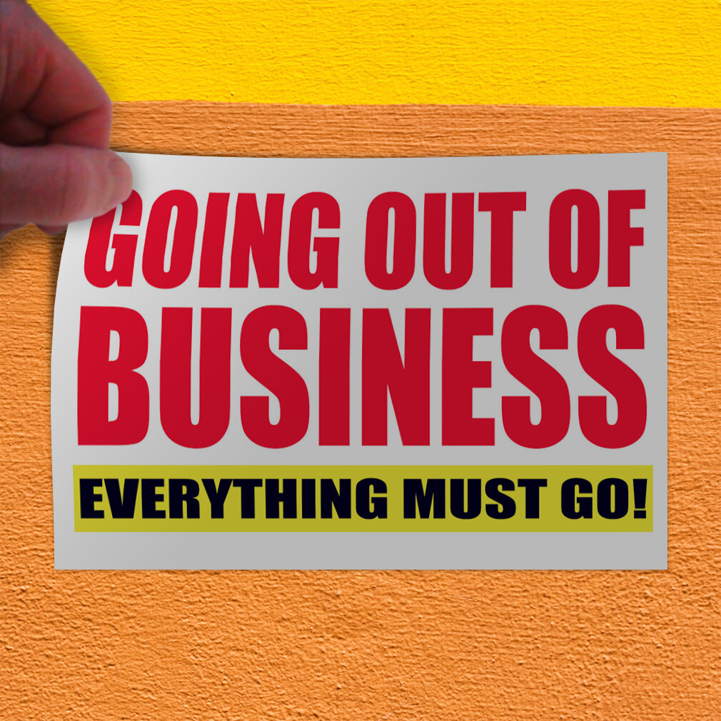Decal Stickers Going out of Everything Must Go Vinyl Store Sign Label Business