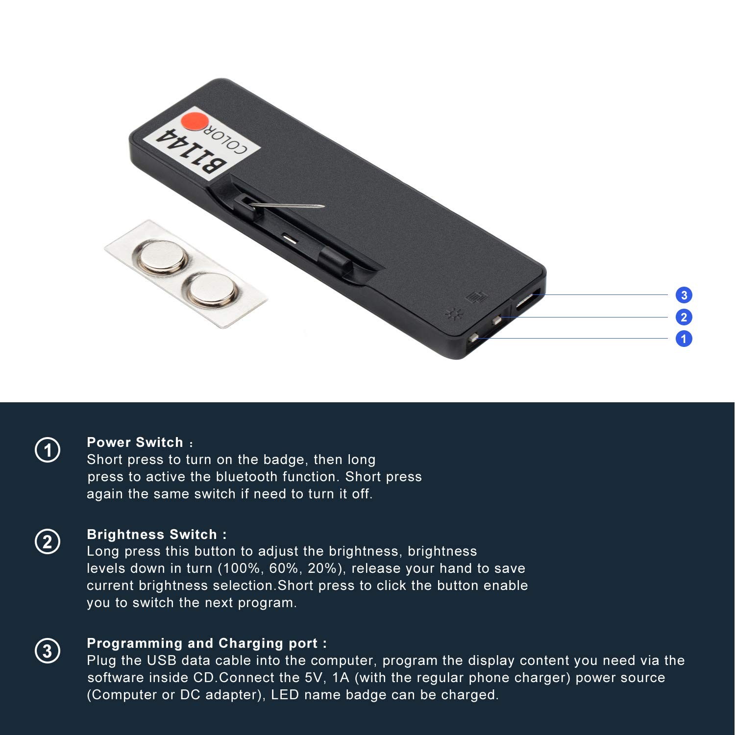 Red Name Tag, Rechargeable Wireless Bluetooth Name Reuseable Price Tag 44×11 …