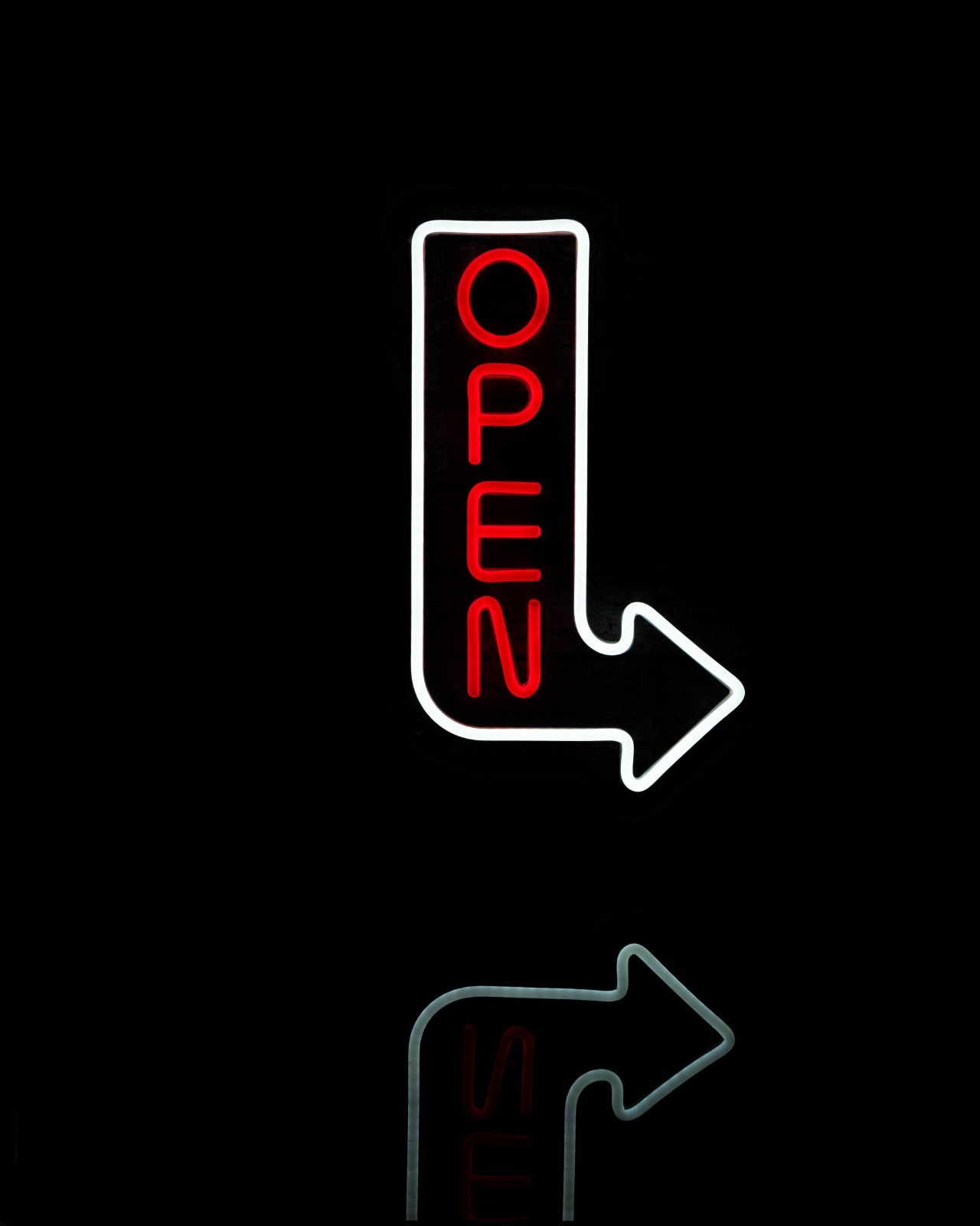 Open Neon Outdoor Vertical Arrow Sign, Waterproof Custom Shop Sign Neon