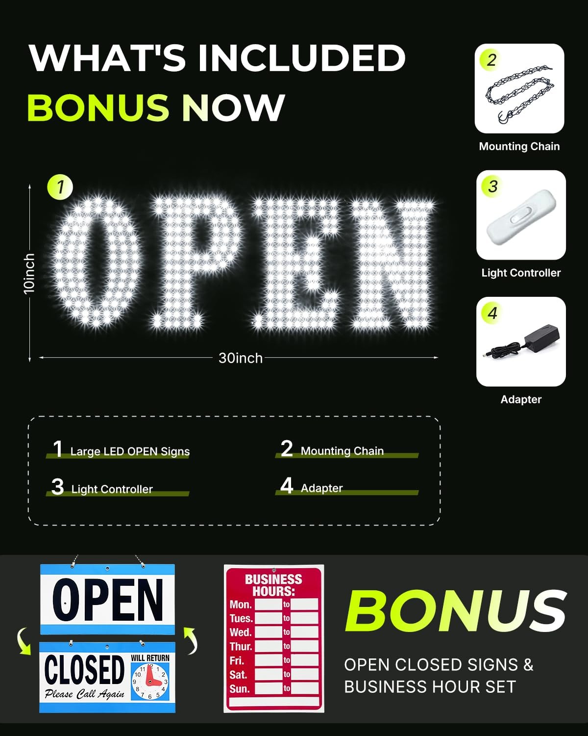 Lemonnova 30X10 Large Led Open Signs For Business Super Bright Unique Design