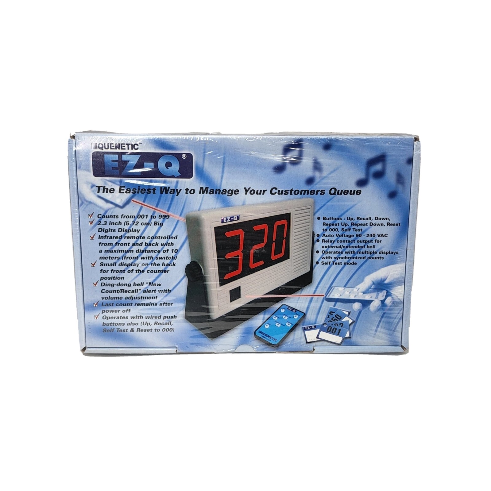 Quenetic EZ-Q Digital Customer Queue Waitlist Mountable Display w Remote Control