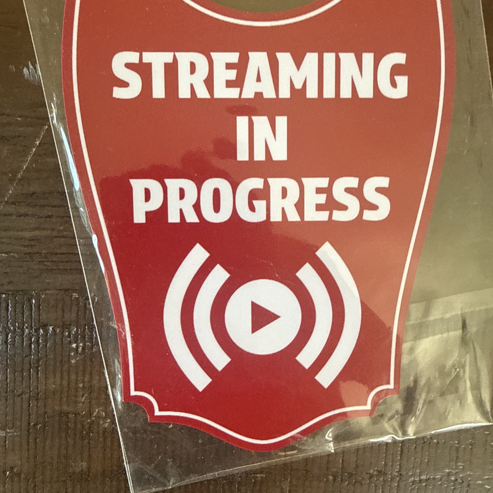 Streaming In Progress Door Hanger | House or Business Door Sign – Red, 4&Prime; x 8&Prime;