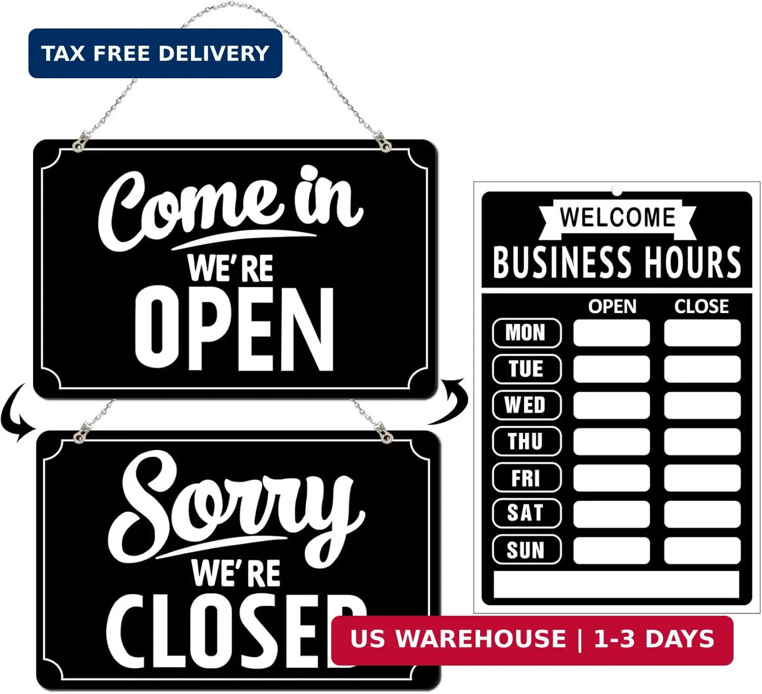 Open Closed Signs Business Hours Sign Set for Window Door Open Signs for Busines