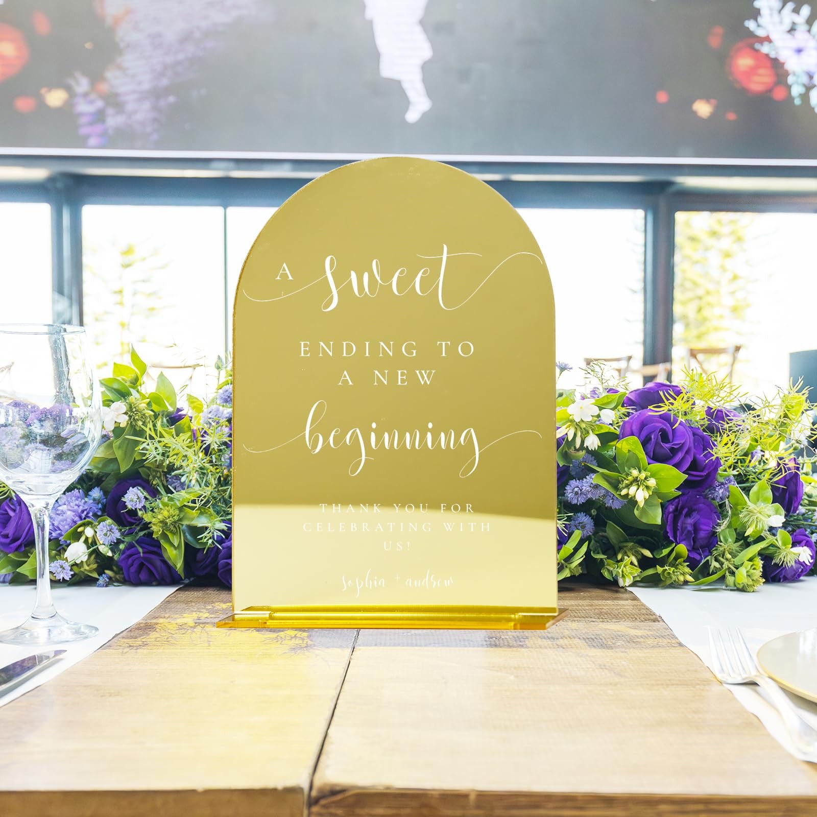8×10 Inch Gold Mirror Arch Acrylic Sign with Stand | 5 Pack Blank Gold Arch A…