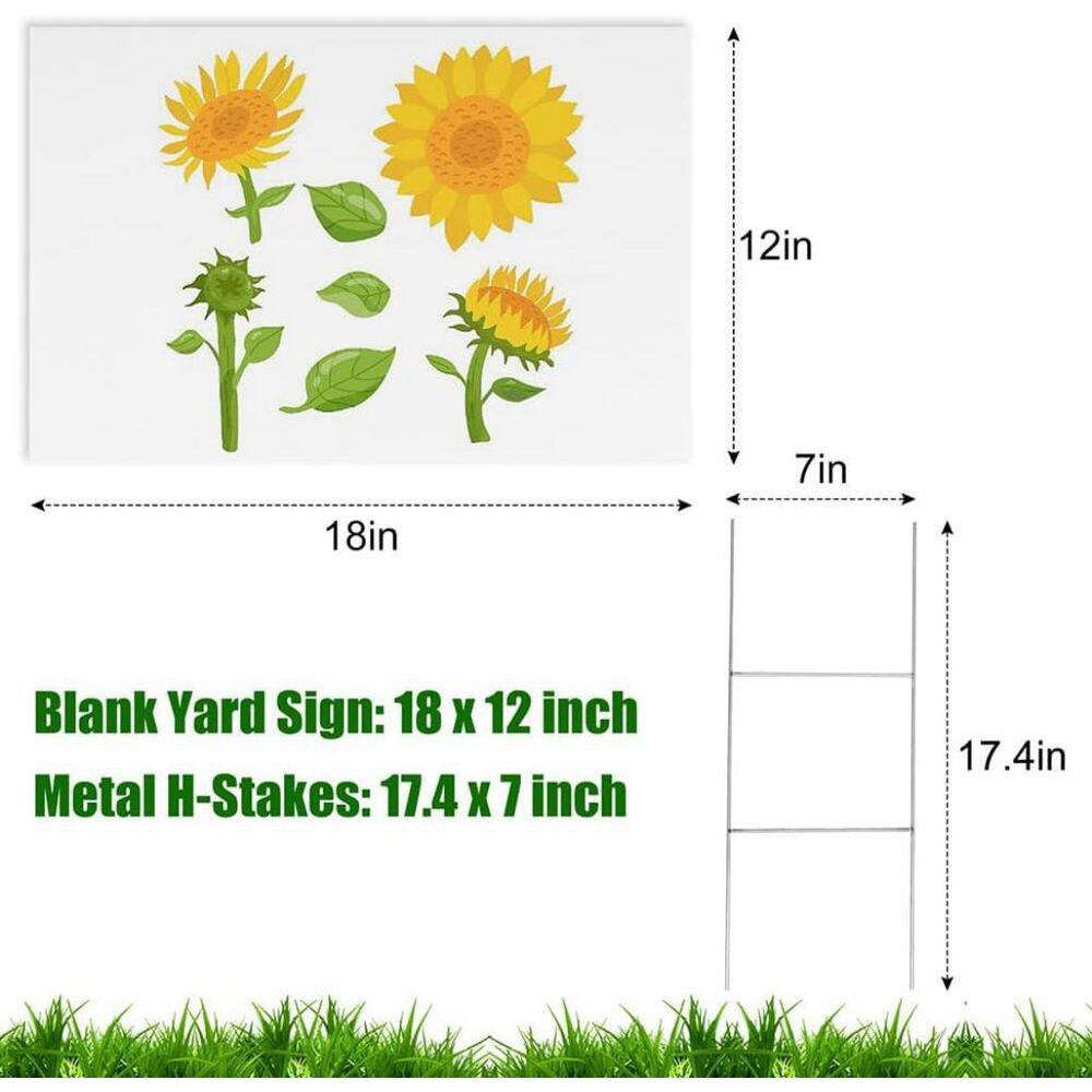 18 X 12 In. White Plastic Yard Signs with Metal Stakes for Outdoor Display, 10 P