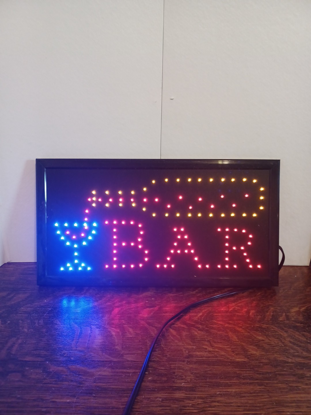 Bright LED Light Wine Beer Bar Business Sign On/Off Switch. 19in × 10in