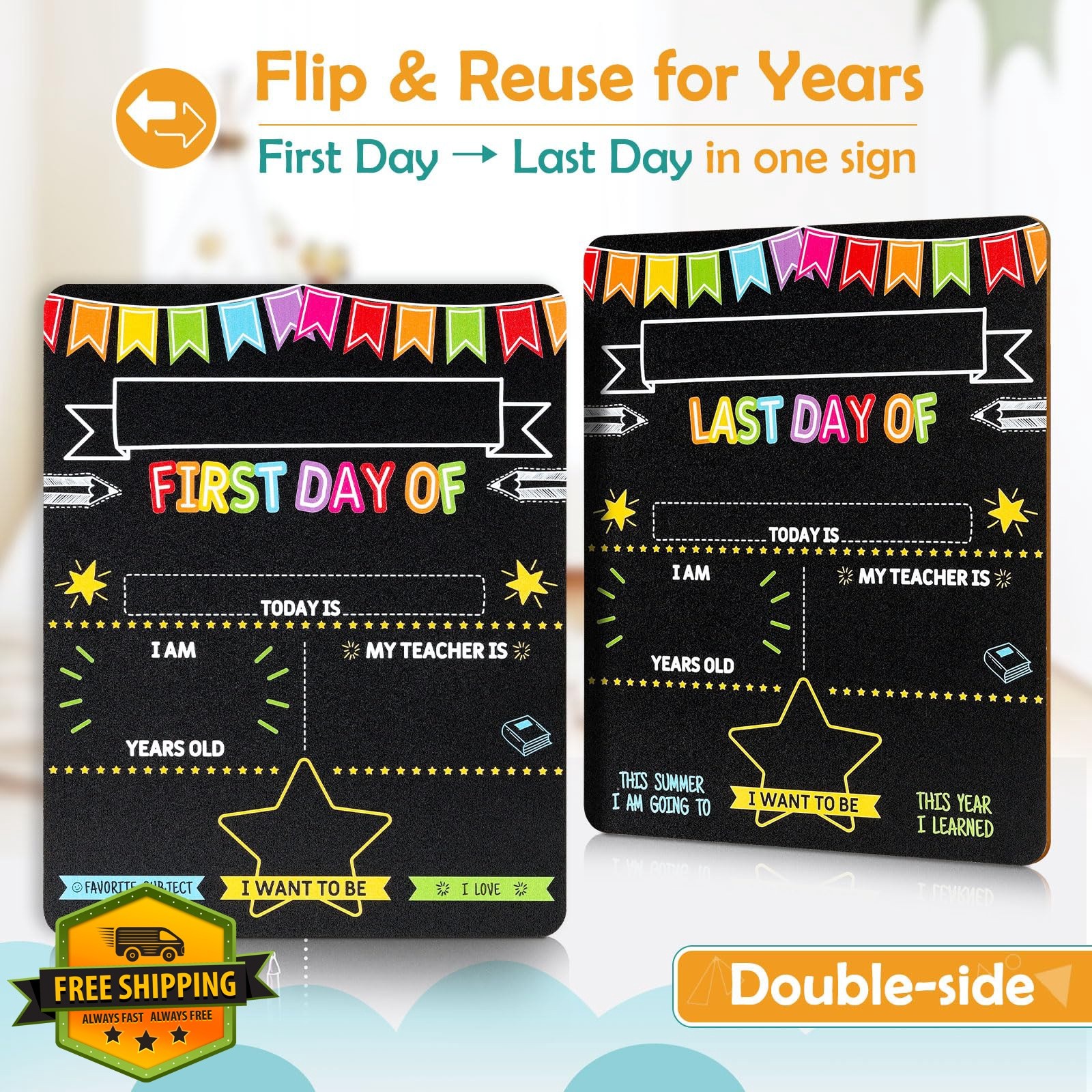 4 THOUGHT Color Bunting Vertical Sign