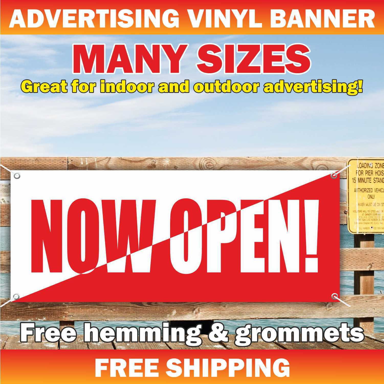 NOW OPEN Advertising Banner Vinyl Mesh Sign Alternative Store Grand Opening