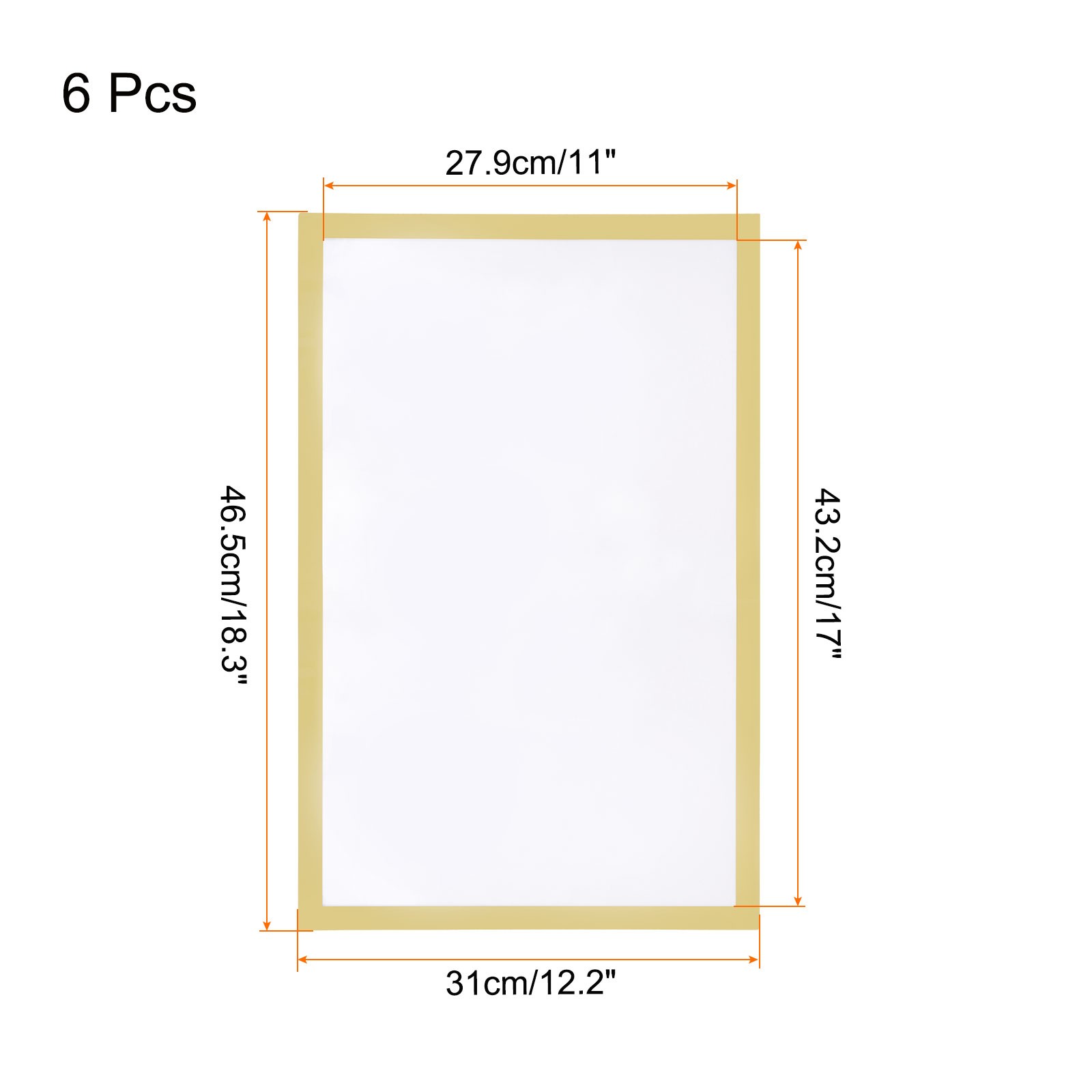 6pcs Self Adhesive Magnetic Wall Sign Holder, 11&Prime;x17&Prime; Frame Display,Gold