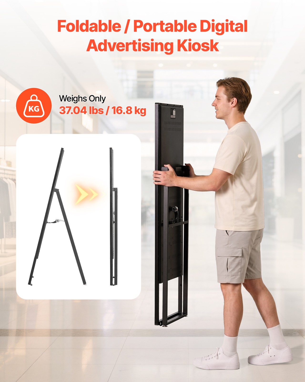 VEVOR 32 in Indoor Digital Signage Floor Standing Advertising Display Kiosk LCD