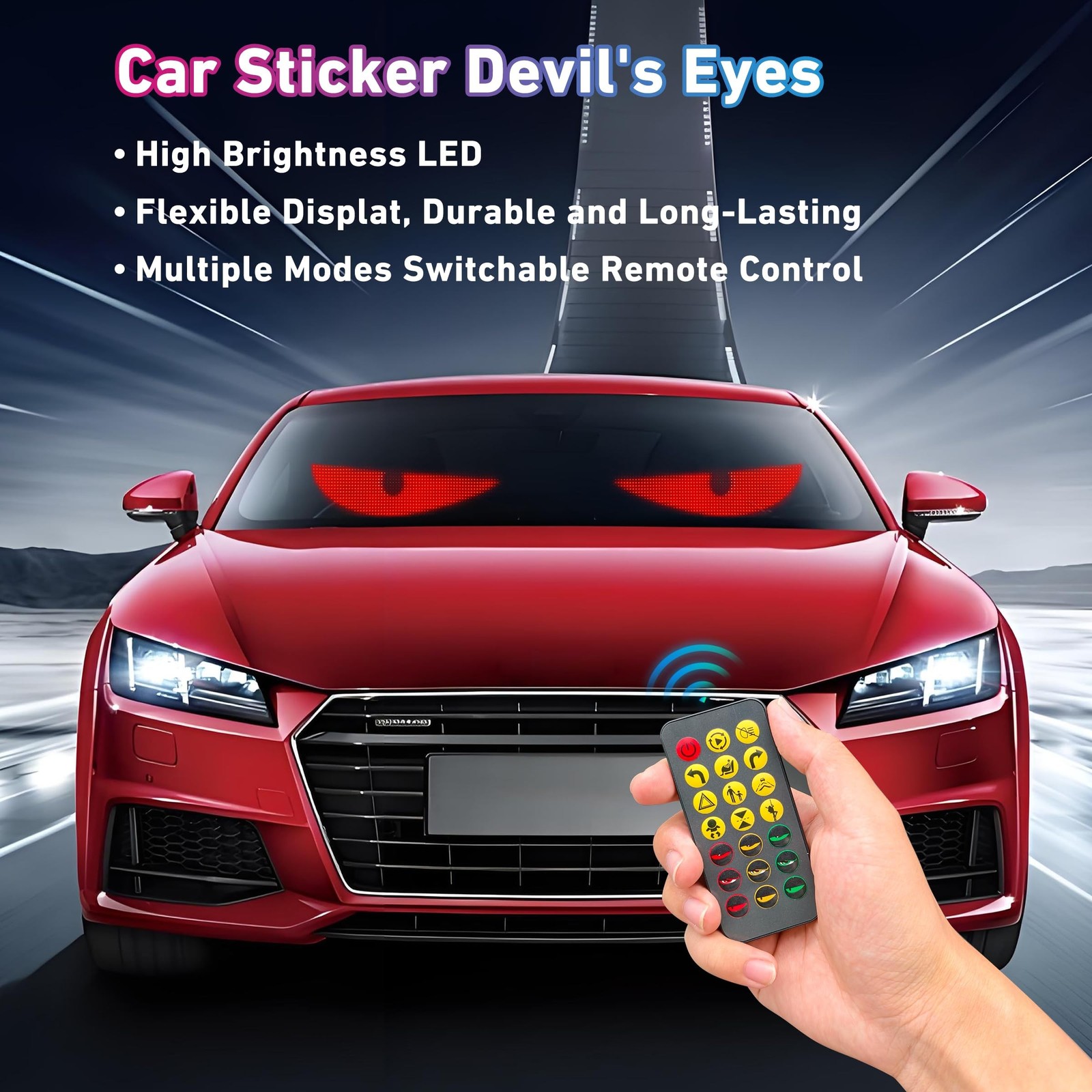 2PCS Devil Eyes Light for Cars,14.72inx3.62in Programmable Flexible LED Displ…