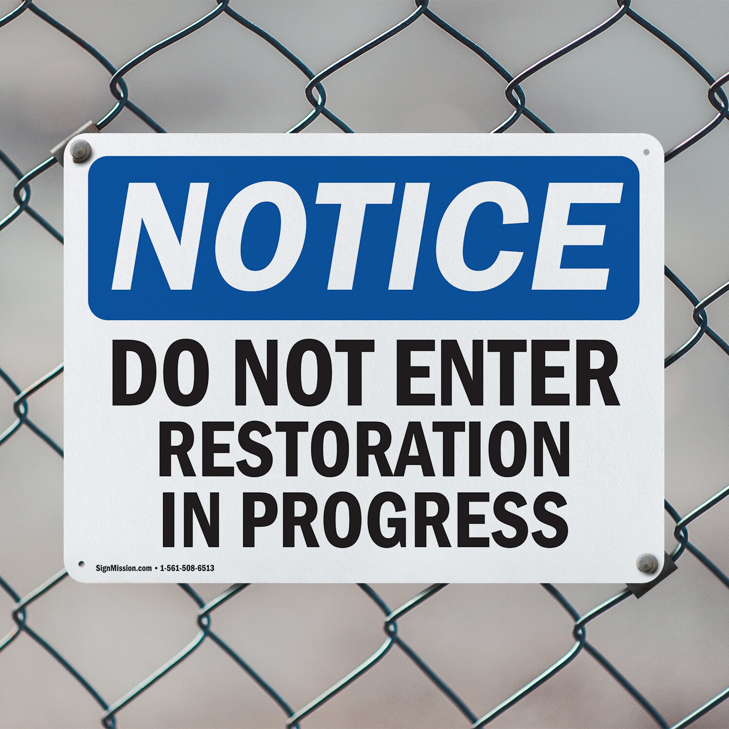 (2 Pack) Do Not Enter Restoration In Progress OSHA Notice Sign Decal Metal