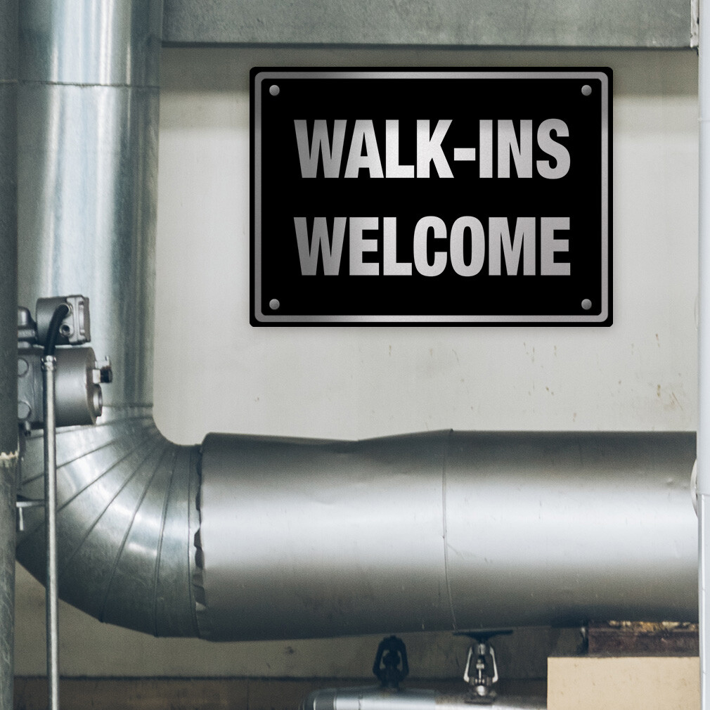 Aluminum Horizontal Metal Sign Walk-Ins Welcome Business Feature Department
