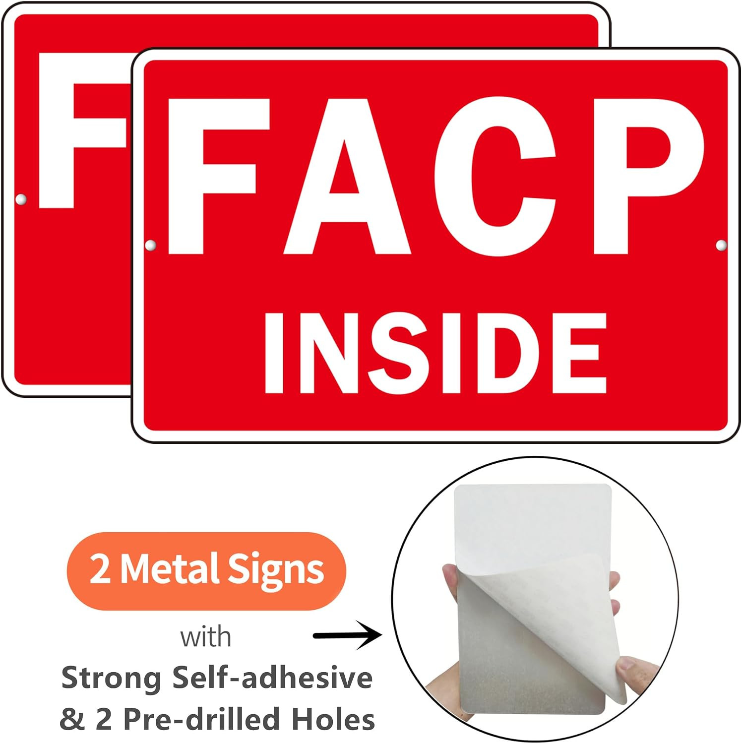 FACP Sign, (2 Pack) Self Adhesive FACP inside Signs, Rust Free and Reflective Al