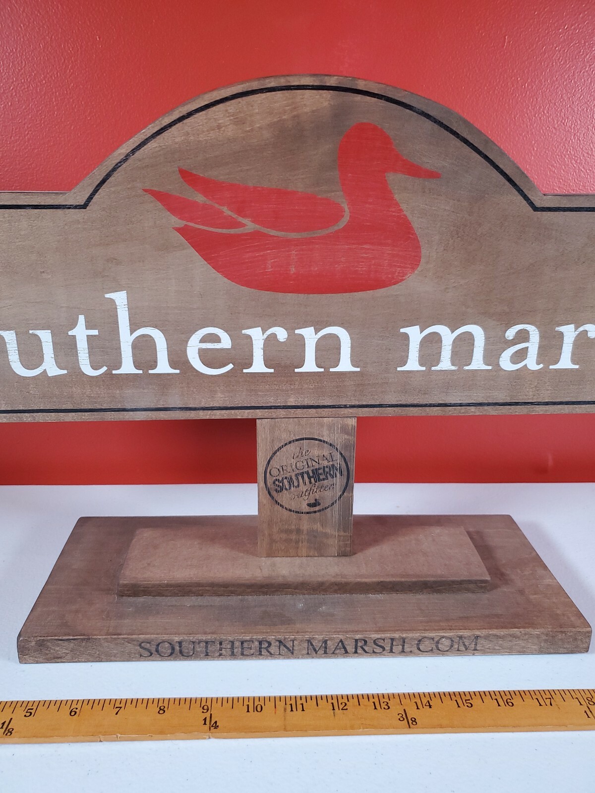 SOUTHERN MARSH Wooden Store Display Sign Red Duck, Clothing Used Fixture [CB22]