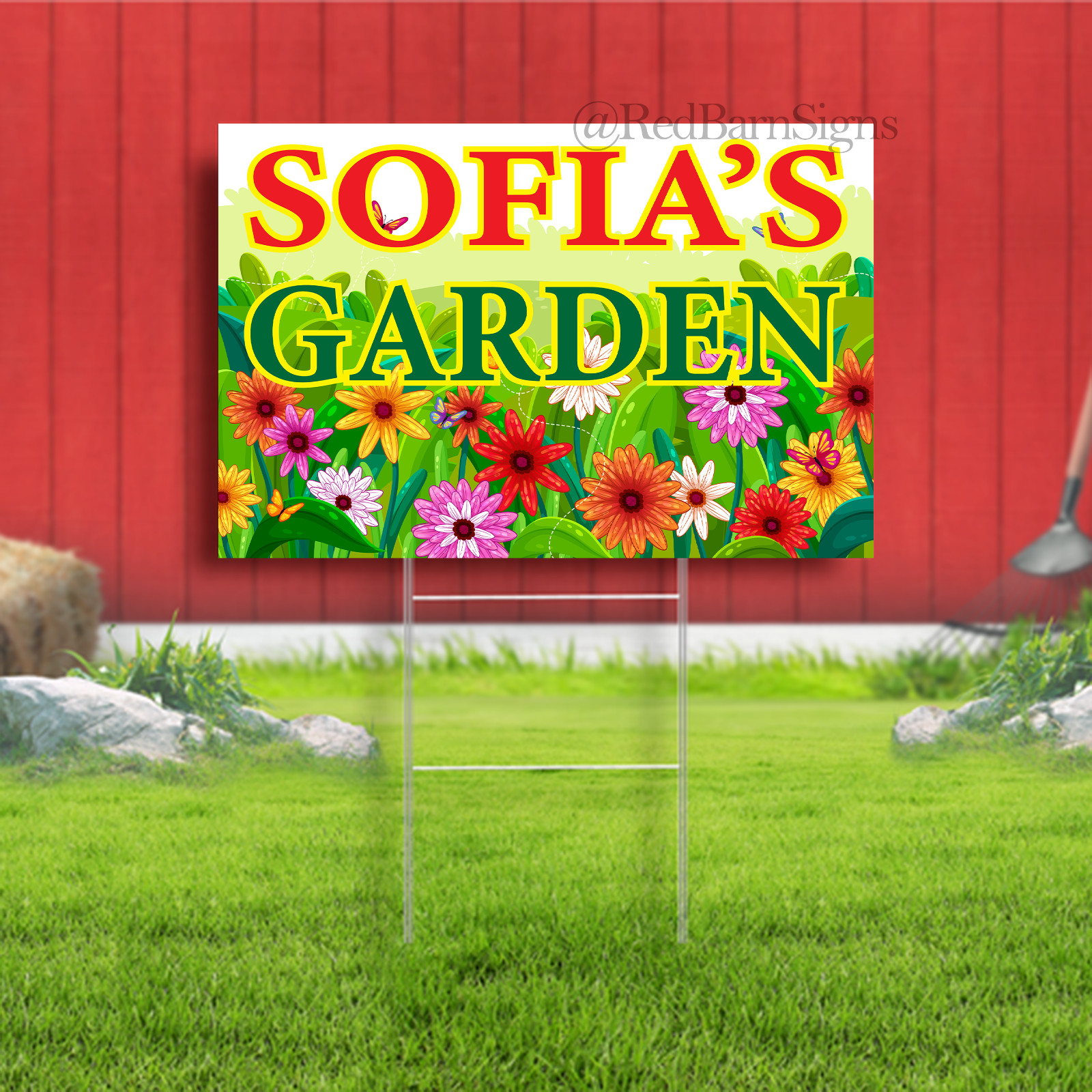 PERSONALIZED GARDEN SIGN « YOUR NAME » Beautiful COLOR Glossy ALUMINUM SIGN brd438