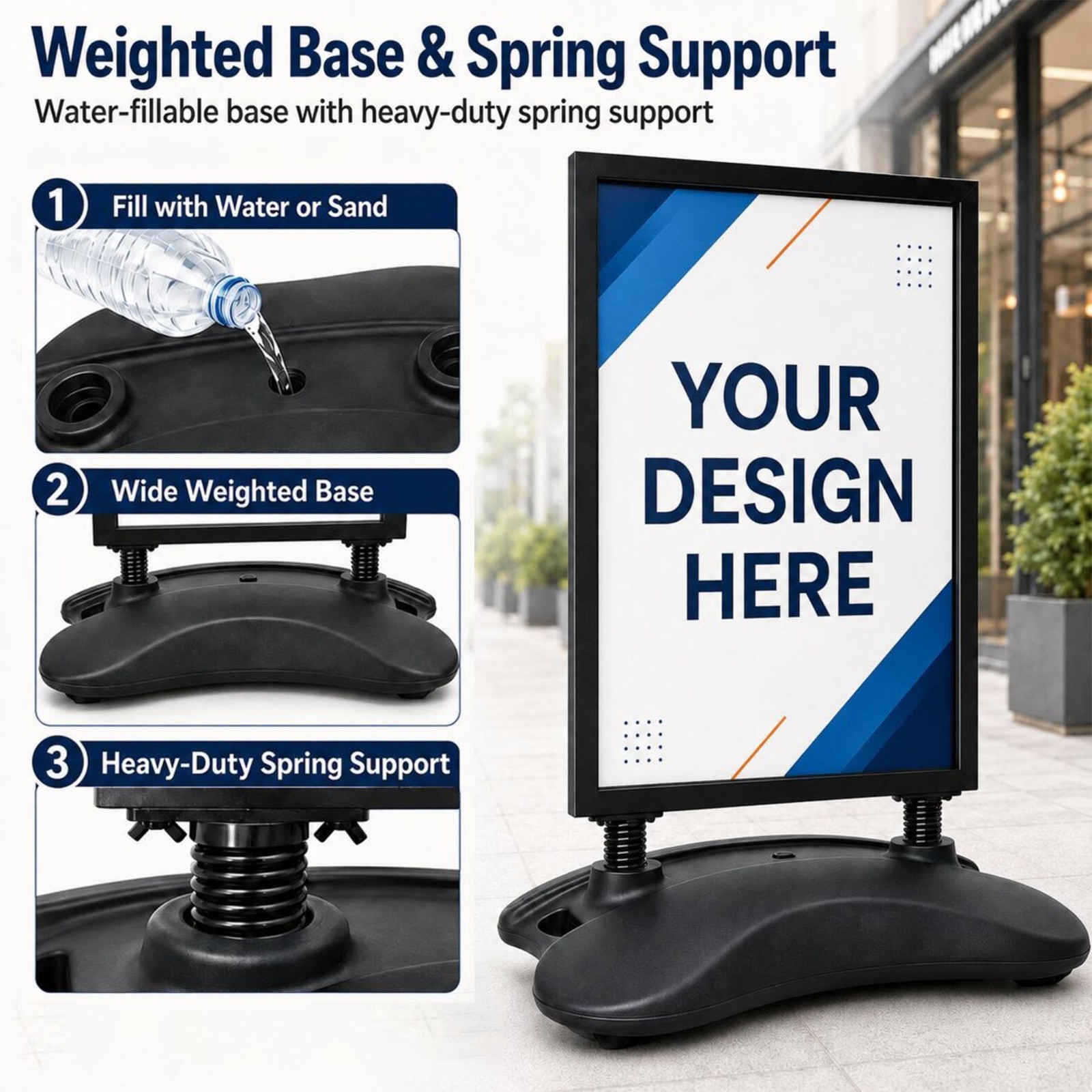 22&Prime;、24&Prime; Heavy Duty Outdoor Sign Stand, Double Sided Water Base Poster Display