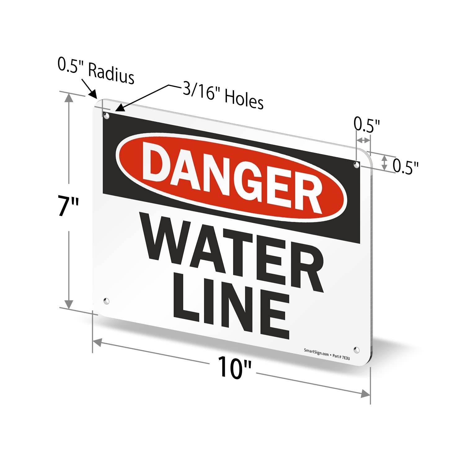 Danger Water Line Sign 7×10 Inch Aluminum Utility Warning Plaque