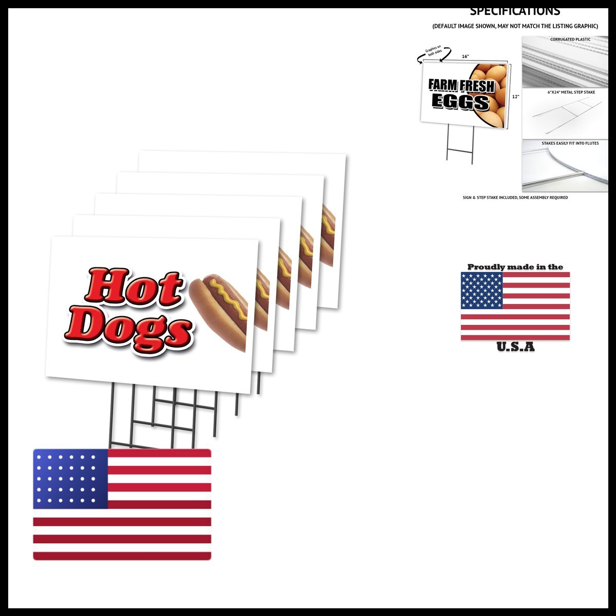 Signmission Hot Dogs 1 5 Pack Of 12 X 16 Yard Your Included Image On Both In