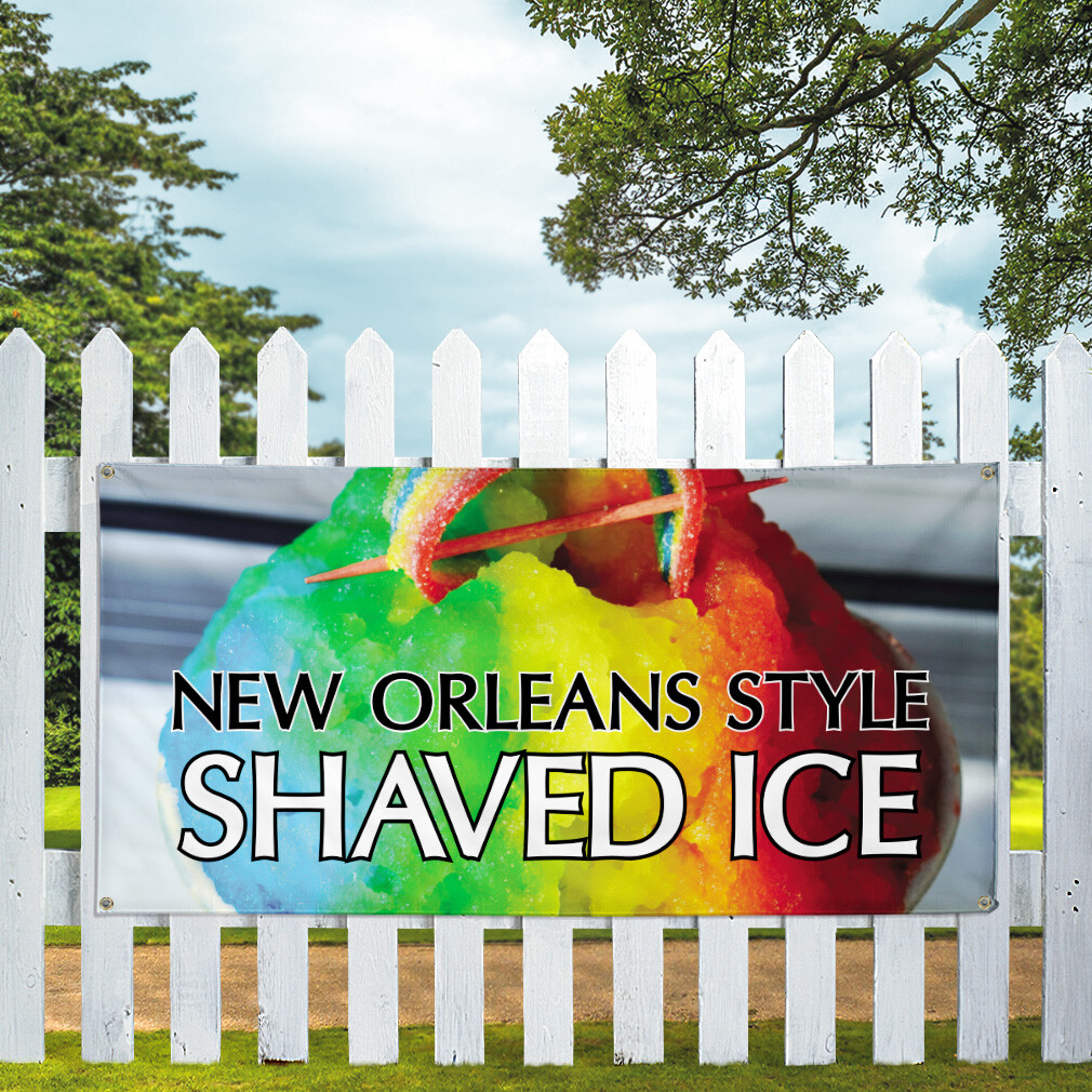 Vinyl Banner Multiple Sizes New Orleans Style Shaved Ice Restaurant & Food