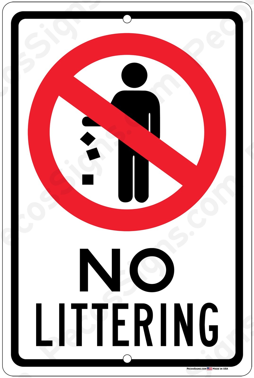 NO Littering 8&Prime;x12&Prime; Aluminum Sign UV Protected Made in USA