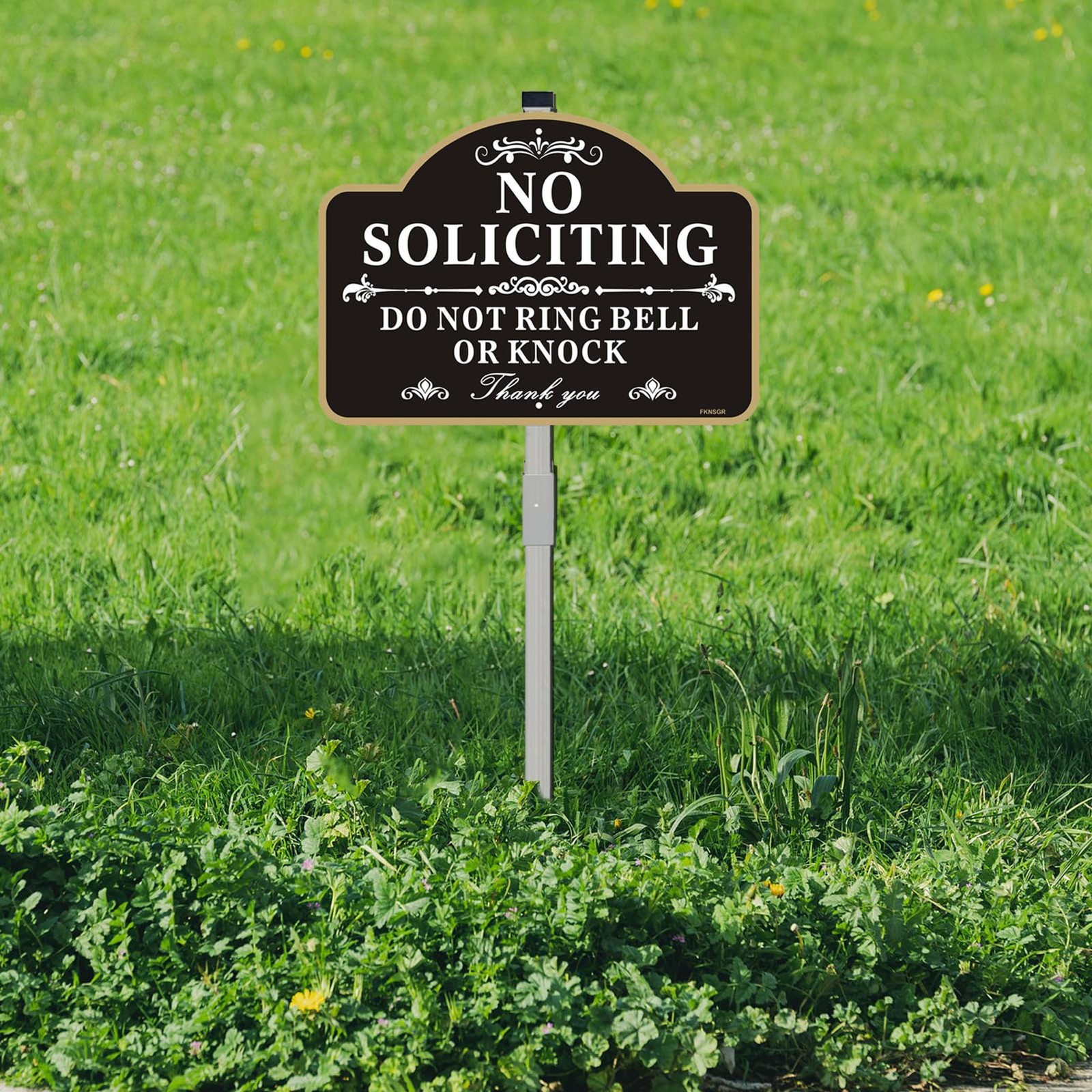 No Soliciting Yard Sign Metal 10×14 Aluminum Weatherproof Stake Outdoor
