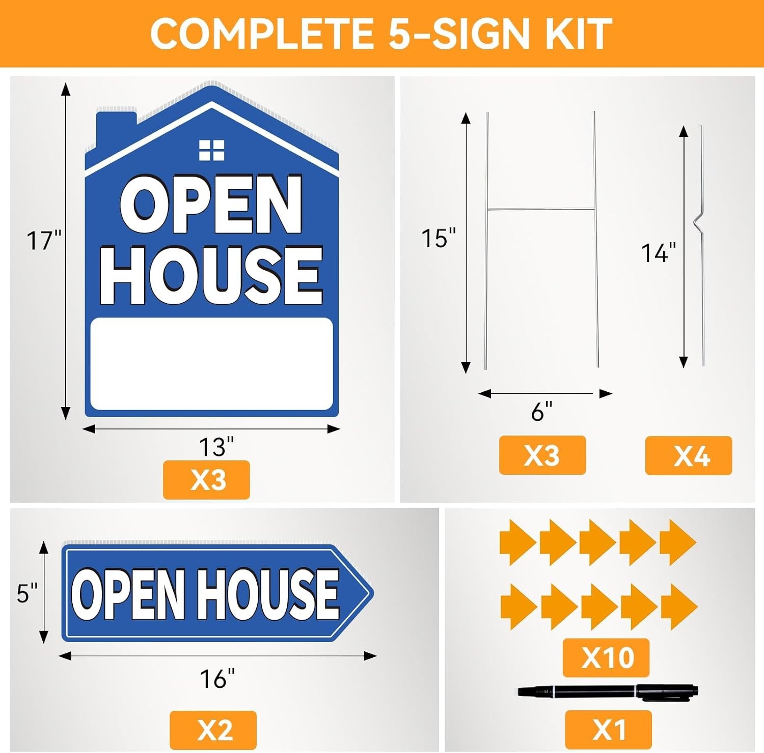 Open House Signs for Real Estate 5 Pack, 17&Prime;x13&Prime; Open House Sign Double Sided…