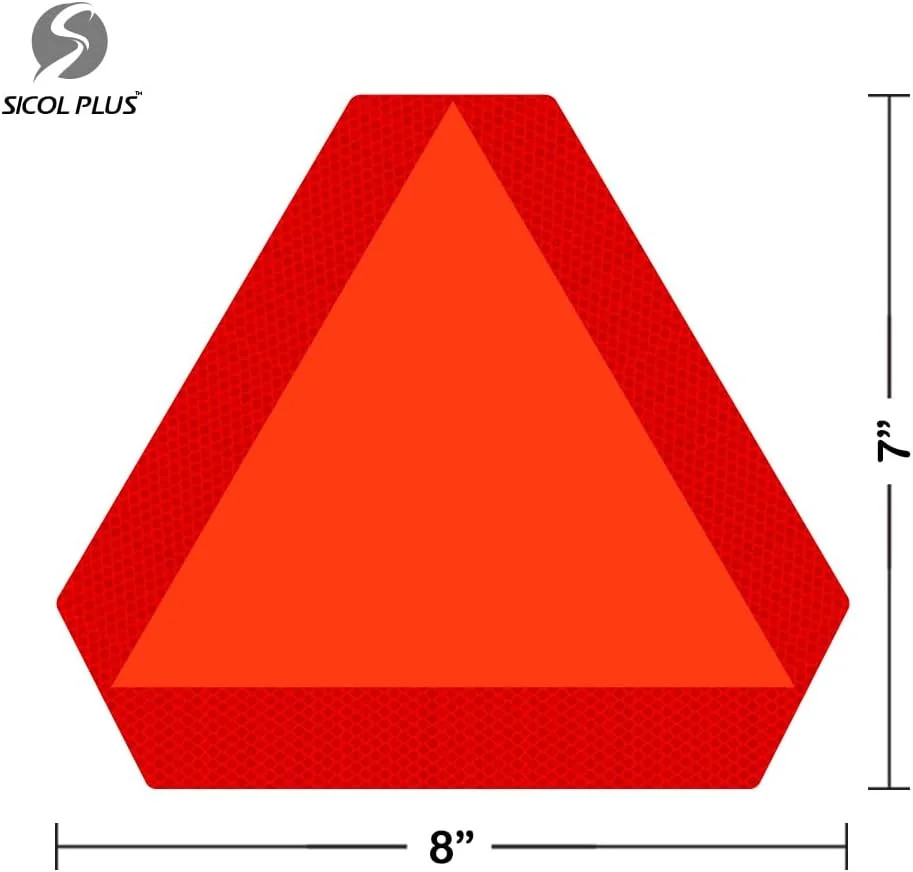 Small Slow Moving sticker Slow Vehicle Sign, 7 x 8 inches, Diamond Grade Reflect