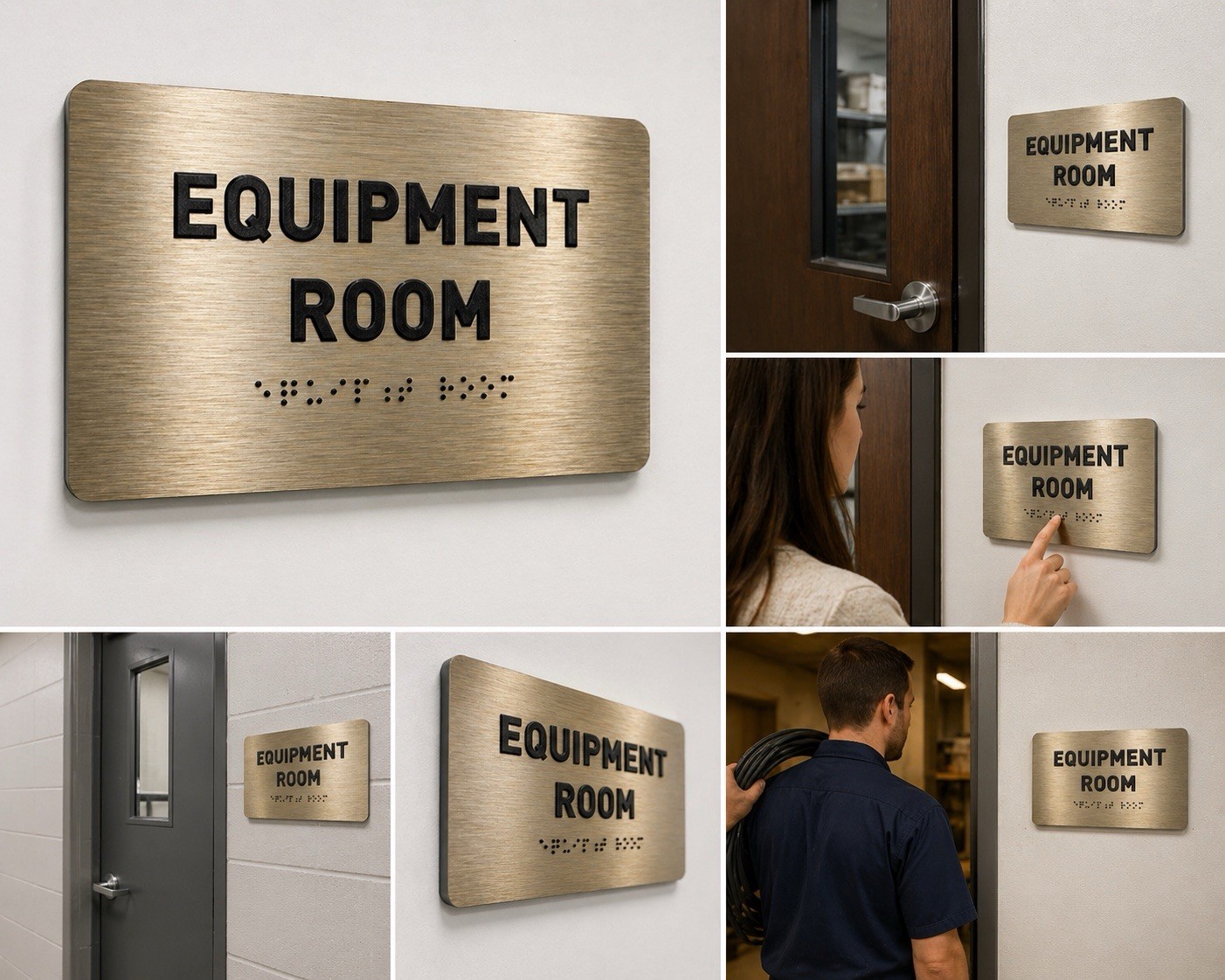 Equipment Room Sign ADA Compliant 7×4 Braille Tactile Bronze Door