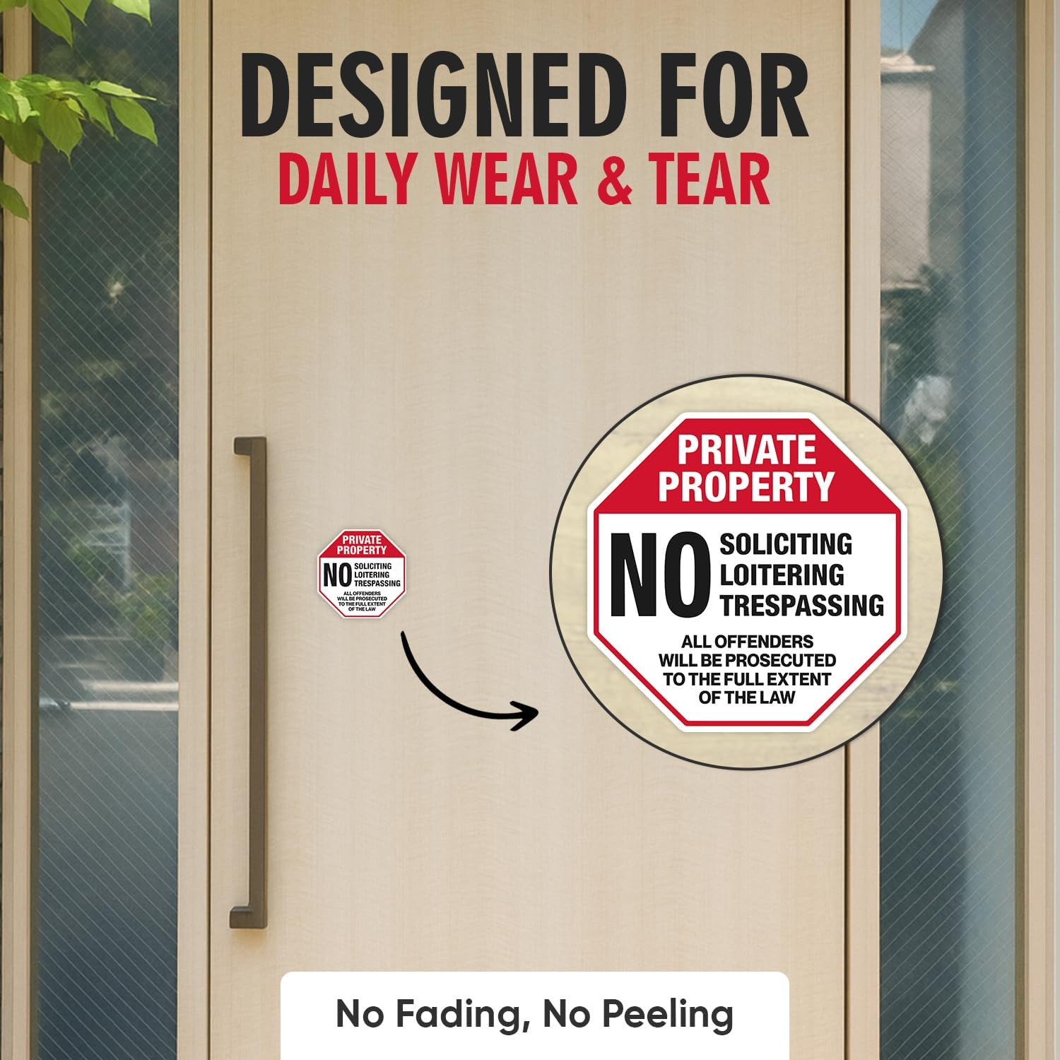 | (4 Pcs) Private Property No Trespassing Stickers – Two Sizes 4&Prime;x4&Prime; & Two 2.75&Prime;