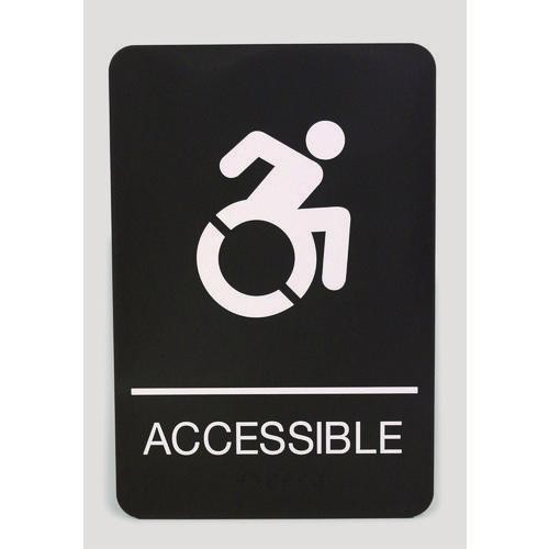 Headline Sign ADA Sign, Accessible, 6 x 9, Black Face, White Graphics