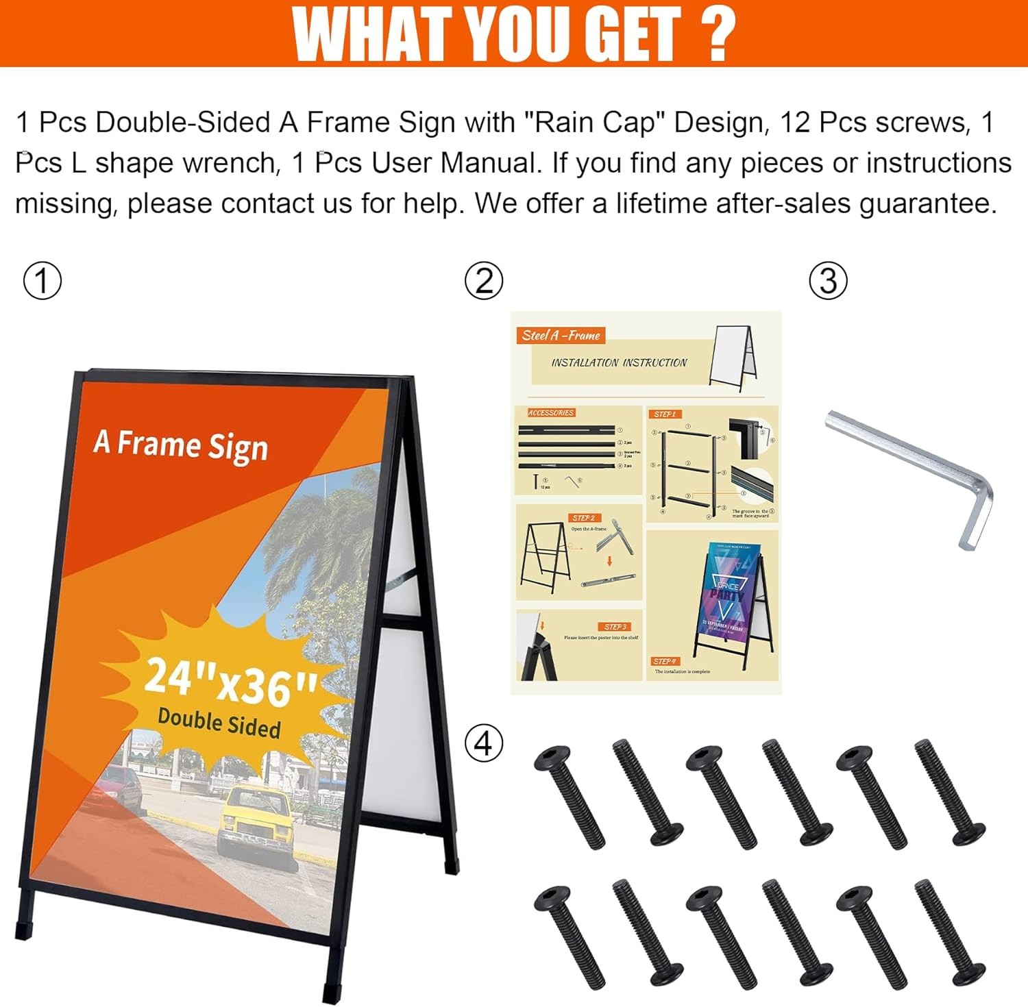 24 x 36 Inch A Frame Sign Double-Sided Folding Sandwich Board Heavy Duty Slide-i