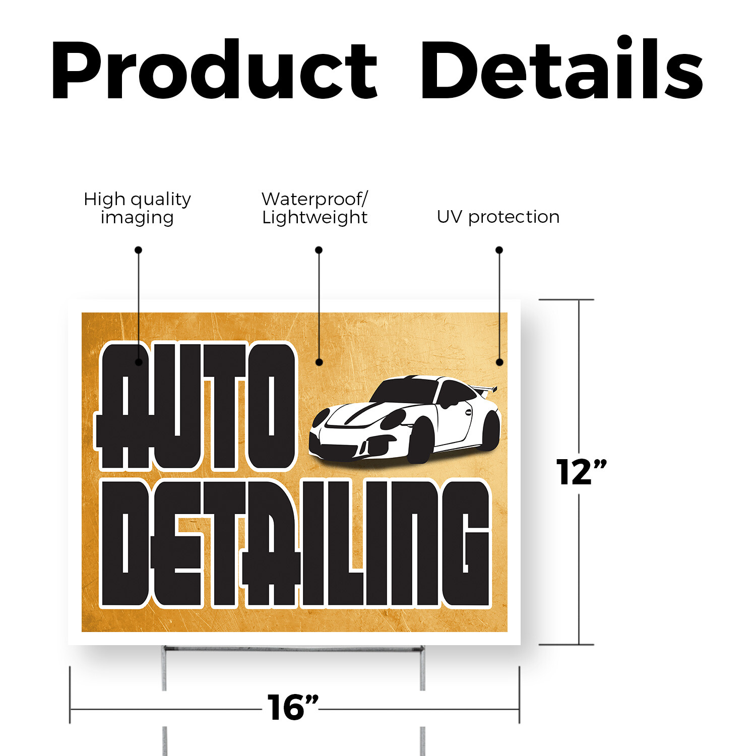 Auto Detailing Yard Sign Professional Cleaning Services, Car Waxing, Polishing