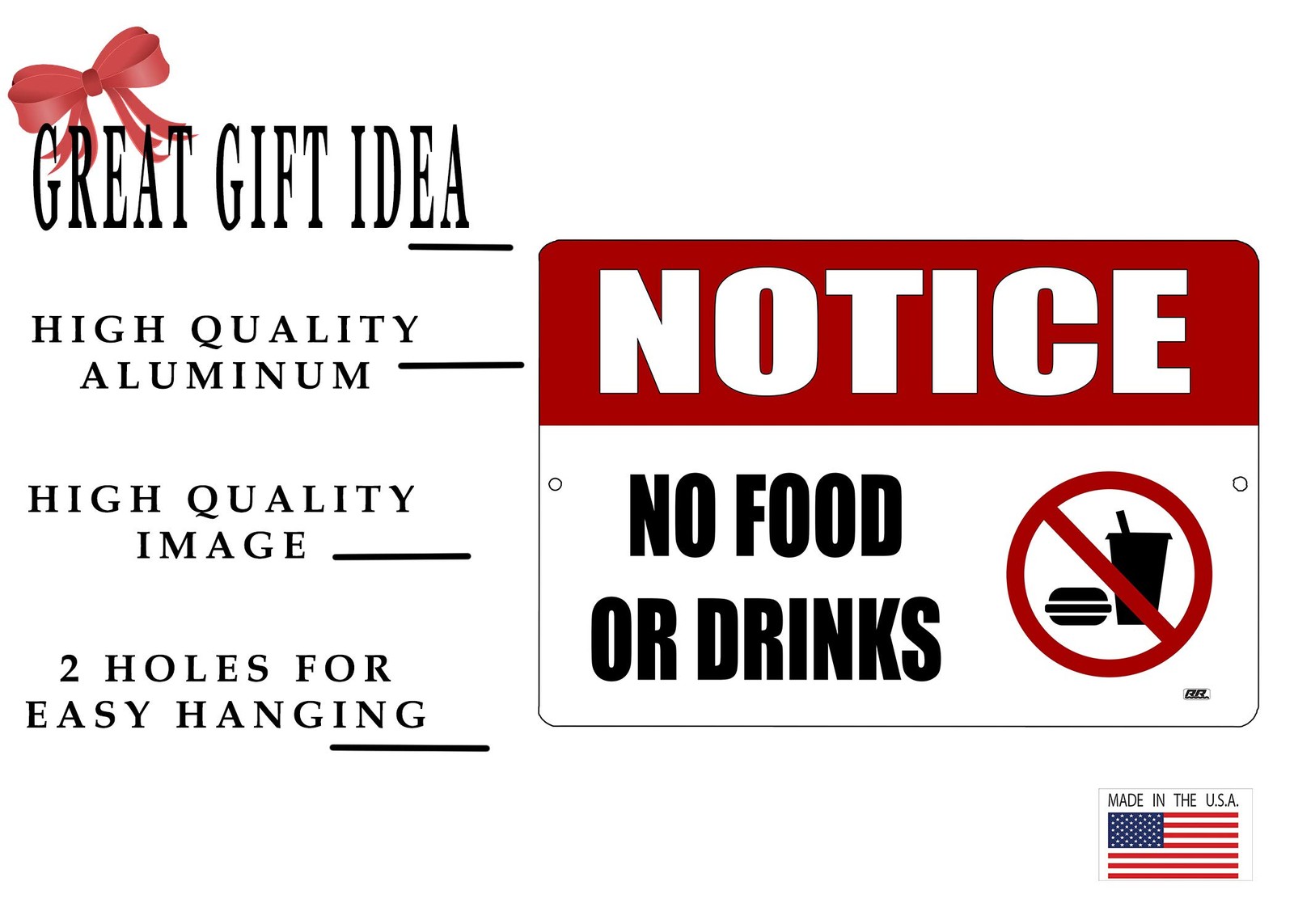 Rogue River Tactical Warning No Food or Drinks Metal Tin Sign Business Retail…