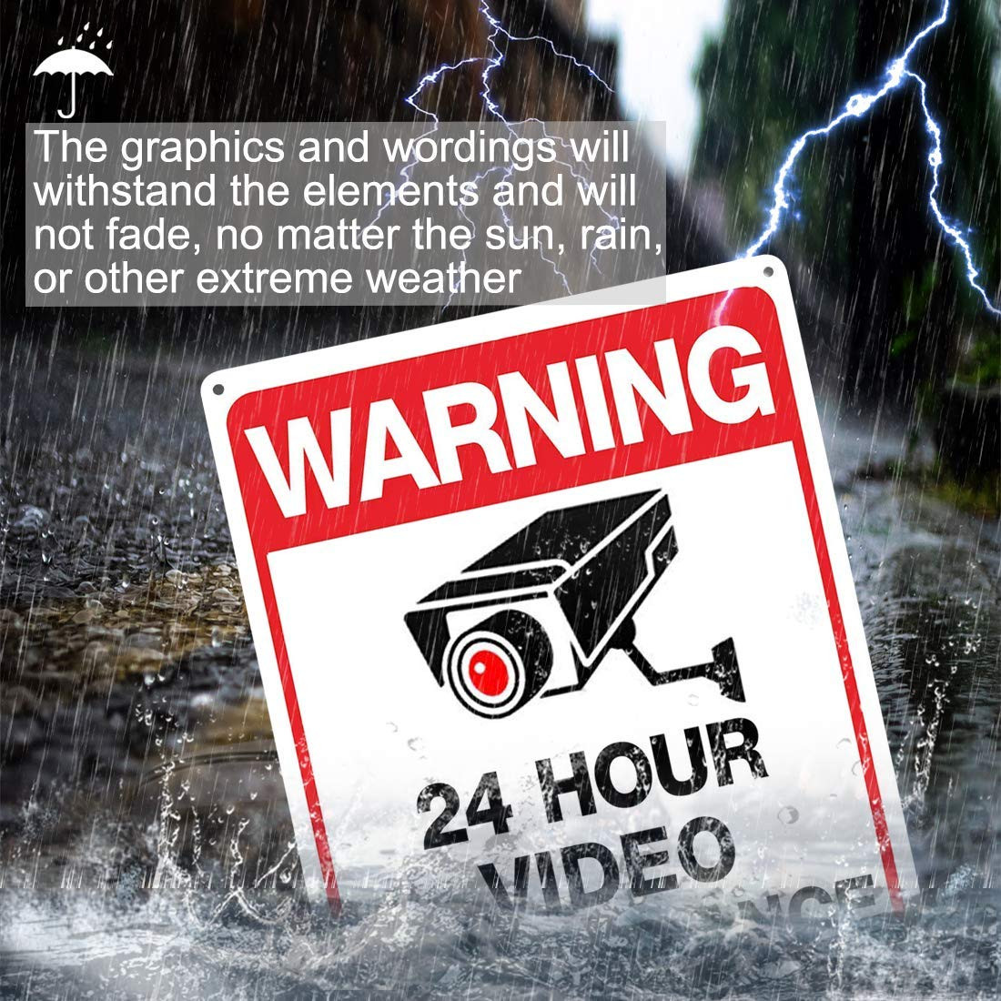 Warning Security Cameras in Use 24 Hour Video Surveillance Sign 10×14 Aluminum U