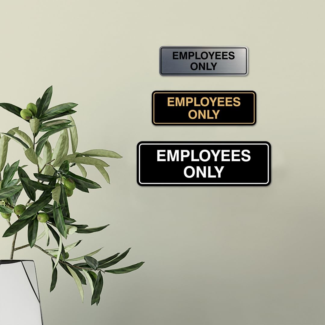 Employees Only Sign Standard Brushed Gold Small Wall Door Decor 2 PCS