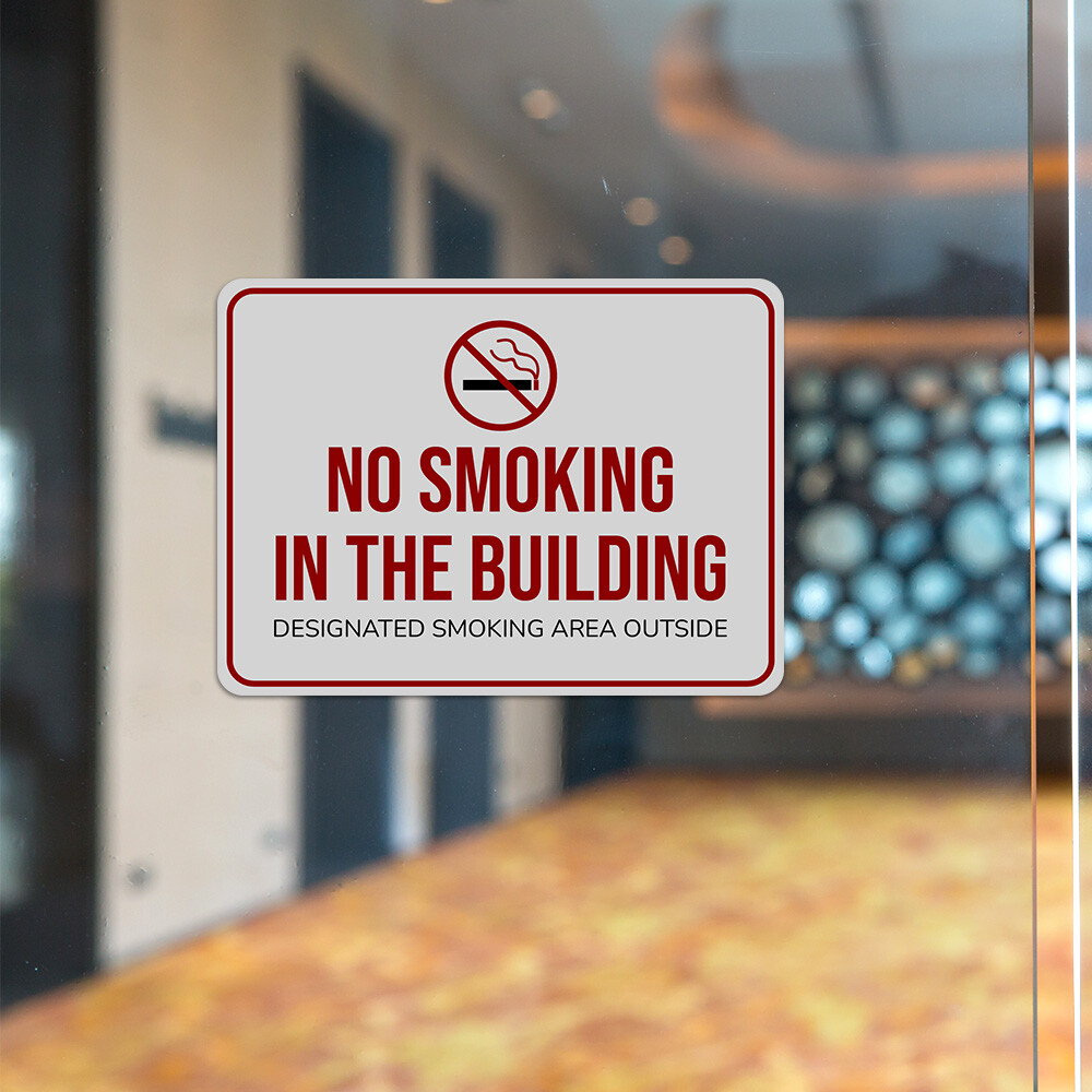 Classic Framed Plus No Smoking in the Building Smoking Area Outside Sign