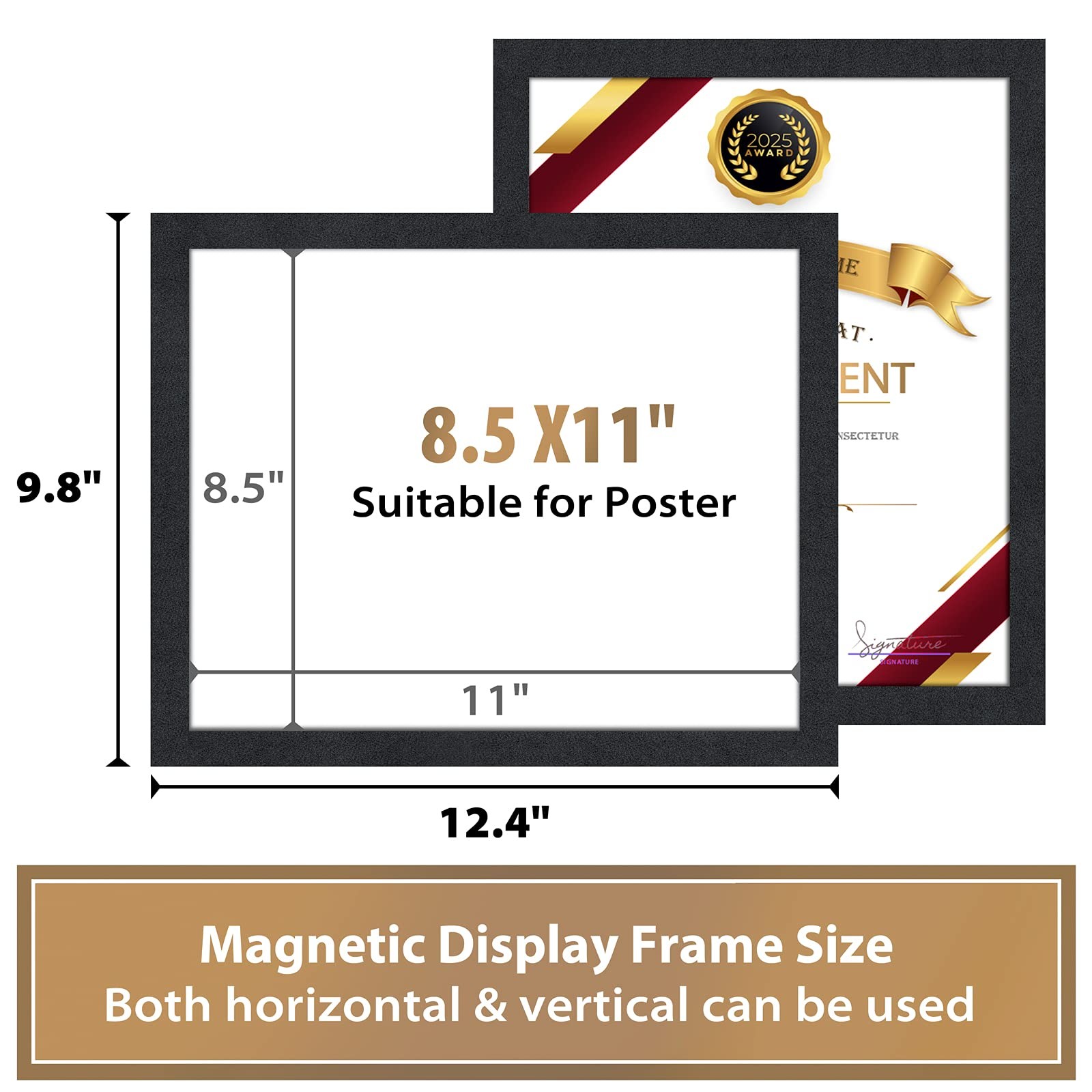 PUJIANG 8.5&Prime;x 11&Prime;Magnetic Sign Holder, Double Sided 10Packs 8.5&Prime;x11&Prime;, Black