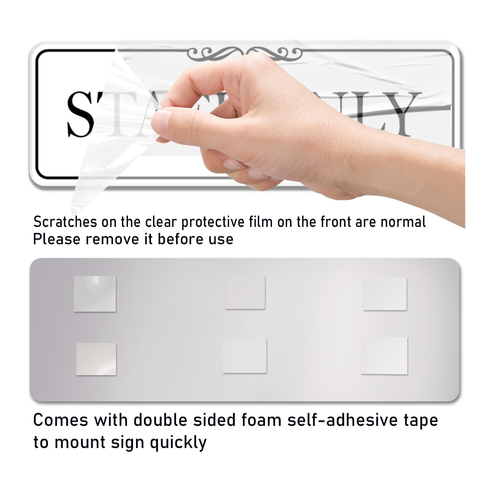9×3 Inch Staff Only Sign Acrylic SelfStick Door Wall Signage Elegant White