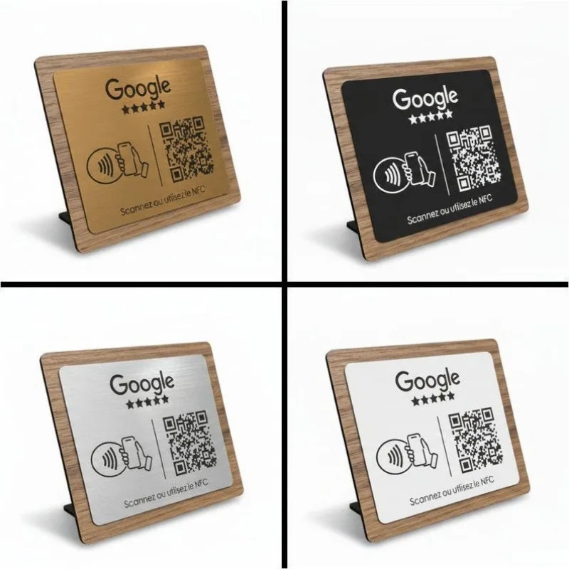 Personalized Engraved Wooden QR Code Easel (NFC) – Google Review Stand
