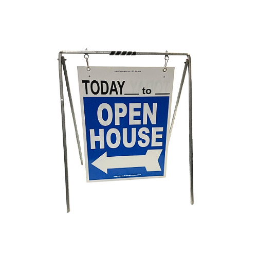 Real Estate Open House Sign Kit Metal A-Frame 5-Pack Blue Swinger w/ Today Times