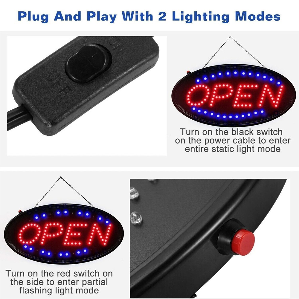 Animated Motion Ultra Bright OPEN Business Sign Store LED Neon Light with ON/OFF