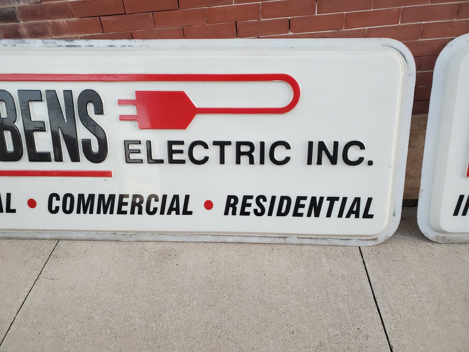 2 sides 97&Prime; plastic sign wubbens electric inc industrial commercial residential