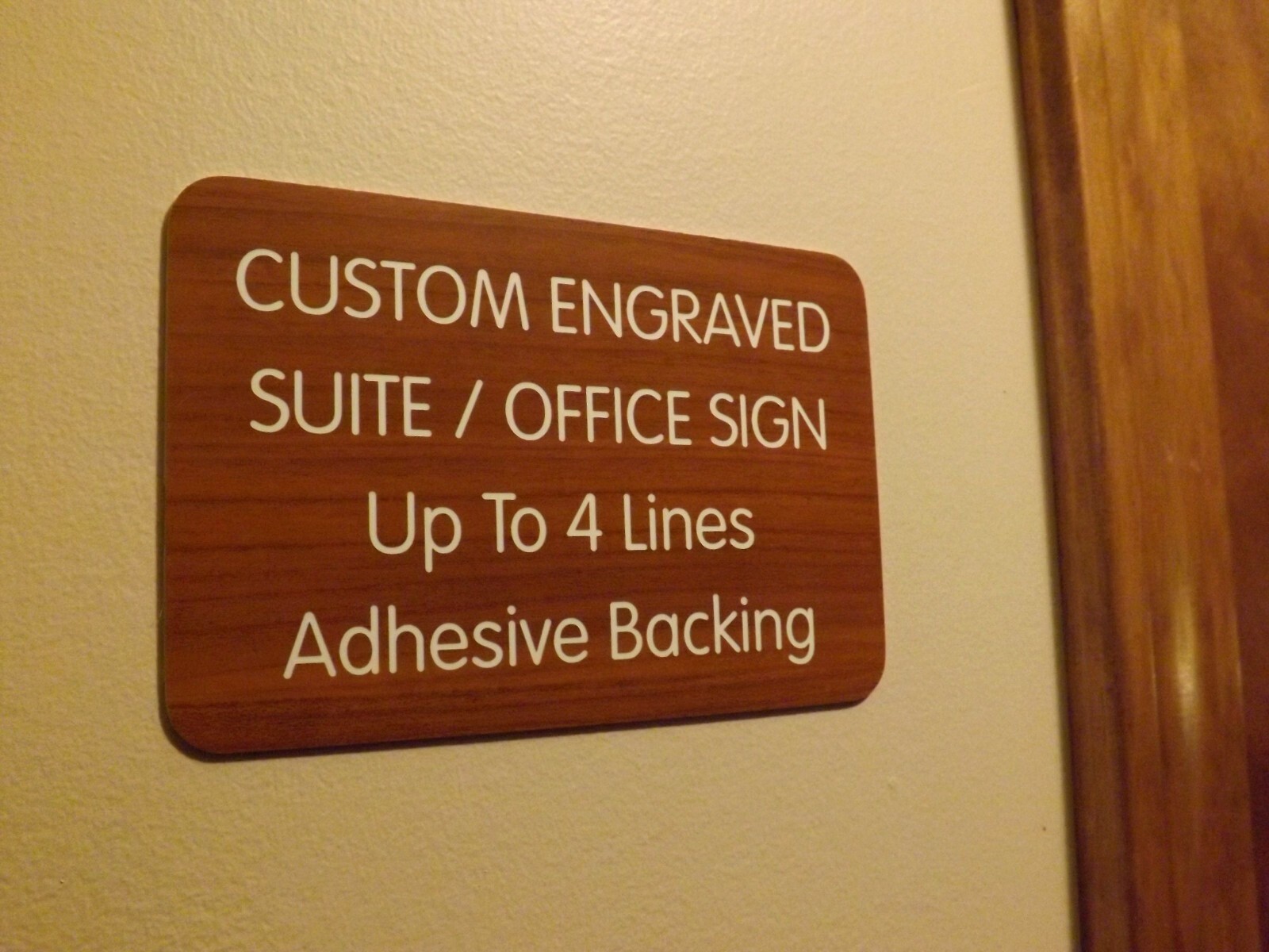 Custom Engraved Cherry Woodgrain 4×6 Office Suite Sign | Wall Door Suite Plaque