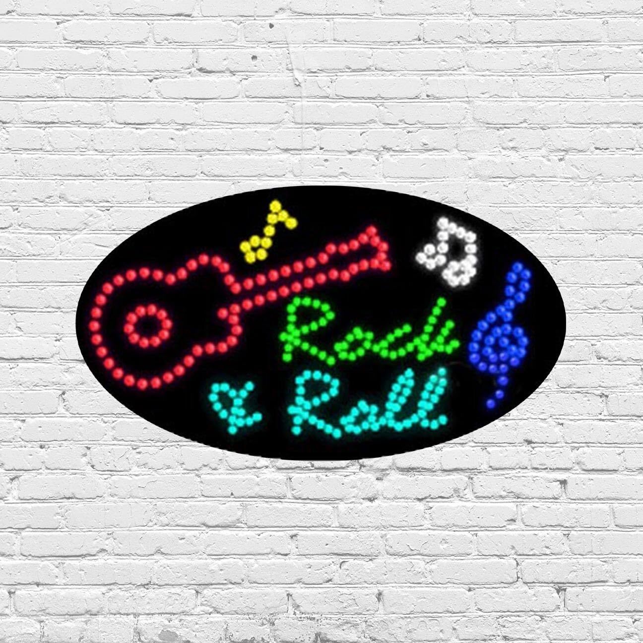 LED Rock & Roll Sign for Retail Displays | Light Up Sign | 15&Prime;H x 27&Prime;W x 2&Prime;D