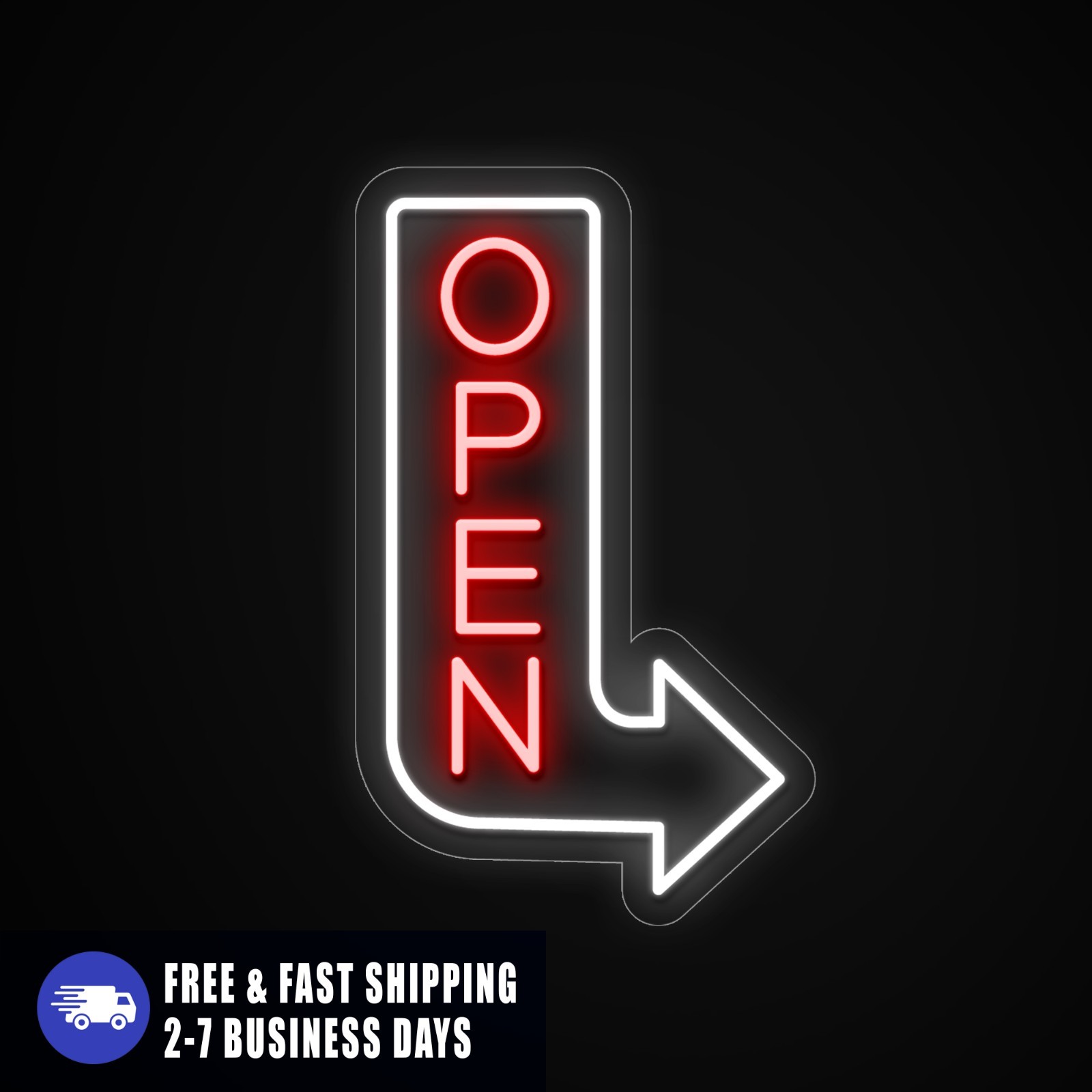 Open Neon Outdoor Vertical Arrow Sign, Waterproof Custom Shop Sign Neon
