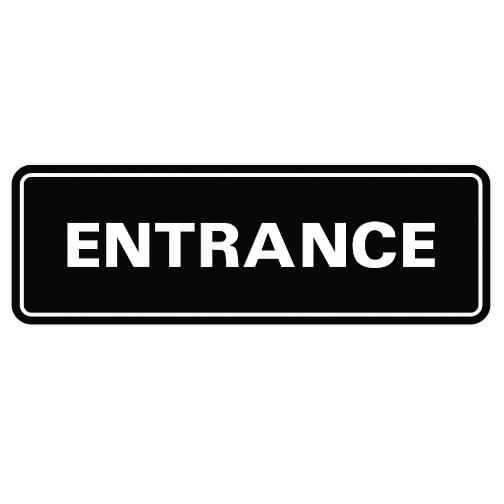 Basic ENTRANCE Door / Wall Sign – Black – Large 3 x 9&Prime;
