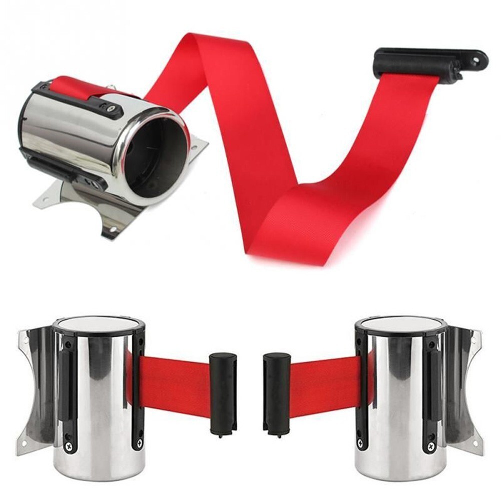 Wall Mountable Crowd Control Barrier Stainless Steel Retractable Strip 1pc