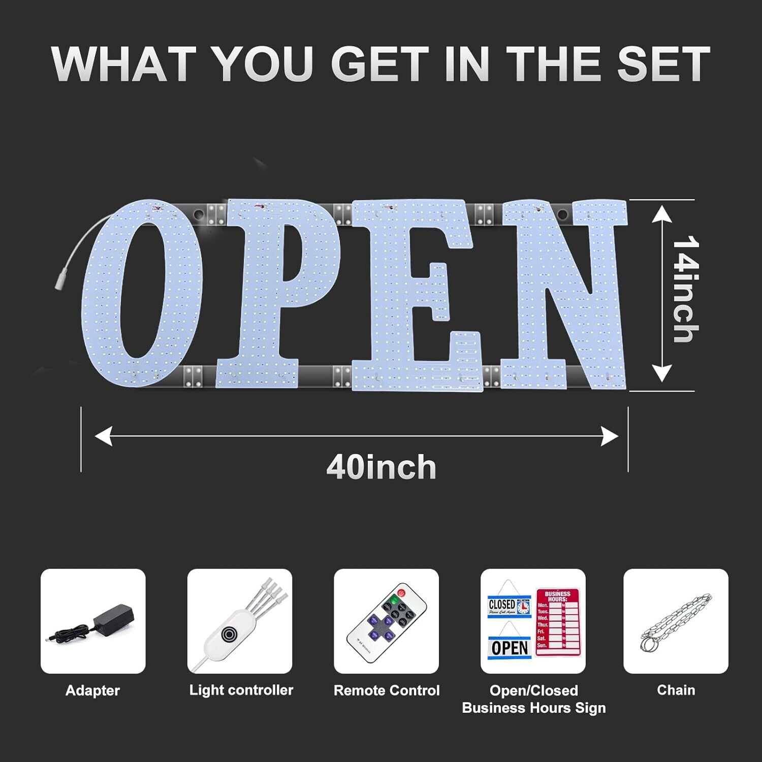 40&Prime;x14&Prime; Extra Large LED Open Signs for Business, Unique Design Super Bright Open